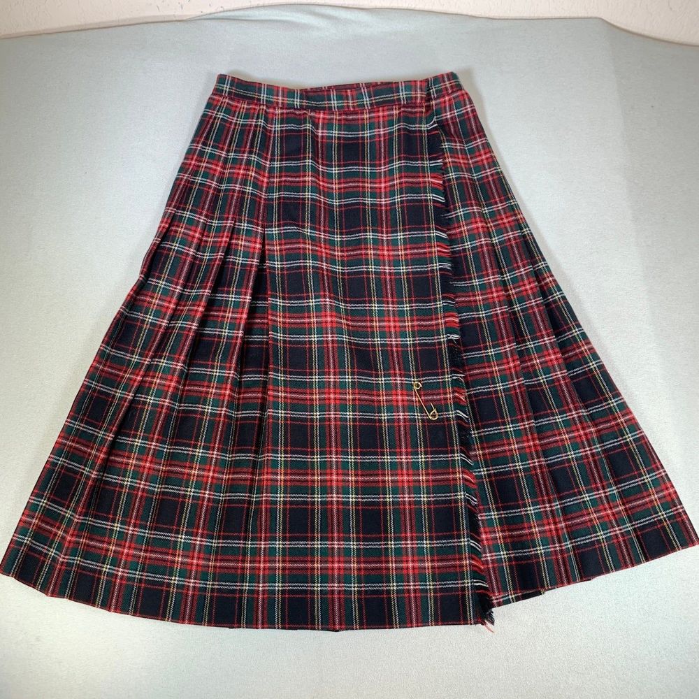 david brooks Red and Green Plaid Pleated Skort
